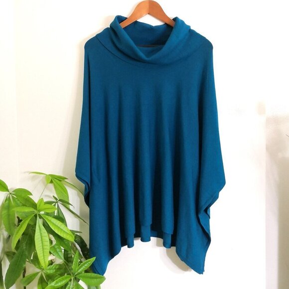 Charter Club Teal Oversized Pullover Poncho Sweater Size S/M - Picture 1 of 4